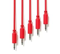 ExcelValley - 5-Pack - Cables de Conexión Mono Modulares - TS 3,5mm 1/8" Eurorack Sintetizador [Rojo - 60 cm - 24"]