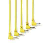 ExcelValley - Paquete de 5 - Cables de conexi n modulares mono en ngulo recto - Sintetizador Eurorack de 3,5 mm y 1/8"" [Amarillo | 90 cm - 35,43