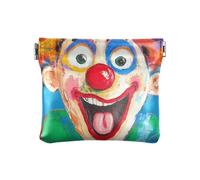 Excéntrico monedero de piel para mujer, diseño de payaso de pelo naranja, Caras divertidas de payaso, 1 size, Moderno