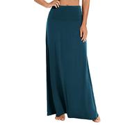 EXCHIC Falda Larga Bohemia de Verano para Mujer, Cintura Alta, elástica, para Playa, Acero Azul., L