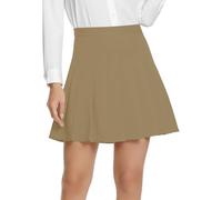 EXCHIC Mujeres Universitario Estilo Alta Cintura Plisado Mini Falda Casual A Línea Skater Faldas con Forro Pantalones (S, Camel)