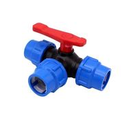 ExcInter Válvula de bola de 3 vías, interfaces de 32 mm de diámetro, válvula en T, conector rápido, válvula de cierre de plástico, interruptor tipo T, divisor de agua para riego de jardín y