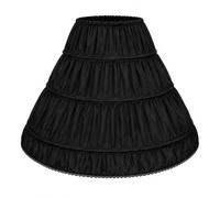 EXCLEN Enagua para niñas y niños, línea A, 3 aros, una capa, ribete de encaje de crinolina, vestido de flores para niña, cintura ajustable, para edades de 6 a 11 años, color negro, Negro, 11 años