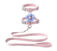 ExcLent Correa de tracción ajustable para mascotas, juego de arnés para gatos con decoración de flores para mascotas pequeñas y medianas, doble para exteriores y paseos