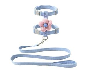 ExcLent Correa de tracción ajustable para mascotas, juego de arnés para gatos con decoración de flores para mascotas pequeñas y medianas, doble para exteriores y paseos
