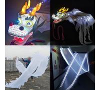 EXCLURA Carioca Malabares Cinta Iluminada POI Dragón Blanco, Serpentina Led de Color Dragón POI para Patio Trasero, Arrojando una Cinta de Dragón de Seda Iluminada con Cabeza (Size : 6m (20ft))
