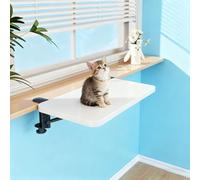 EXCLURA Extensor para Alféizar de Ventana Percha Plegable para Ventana para Gatos con Abrazadera de Soporte, Mesa Extensible para Alféizar de Ventana sin Taladro(White,70x20cm(27 1/2x7 7/8"))