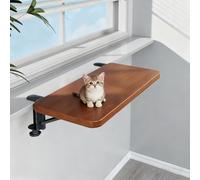 EXCLURA Extensor para Alféizar de Ventana Percha Plegable para Ventana para Gatos con Abrazadera de Soporte, Mesa Extensible para Alféizar de Ventana sin Taladro(Light Brown,60x25cm(23 5/8x9 7/8"))