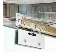 EXCLURA Kit Puerta Corredera Juego de Rieles para Puertas de Cristal de Alta Resistencia, Montaje Superior/Lateral, Guías Deslizantes para Puertas Correderas Tipo Granero(Champagne,68 Inch (172.7cm))