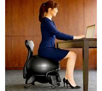 EXCLURA Silla de Bola Silla con Pelota de Ejercicio con Ruedas con Bomba, Silla de Oficina Ergonómica con Pelota de Estabilidad con Ruedas y Respaldo, Asiento Activo con Pelota(Style D)