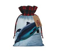 Exclusiva bolsa de regalo de Navidad con delfín 3D | Bolsa de regalo de yute festiva | Para tus necesidades de envoltura navideña