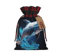 Exclusiva bolsa de regalo de Navidad con delfín 3D | Bolsa de regalo de yute festiva | Para tus necesidades de envoltura navideña