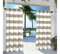 Exclusiva casa Cortinas eh8001 - 05 - 2 - 84 g Indoor/Outdoor Cabana Rayas Ojal metálico en la Parte Superior Cortina de Ventana Panel, marrón, 54 x 84-Inch, Juego de 2