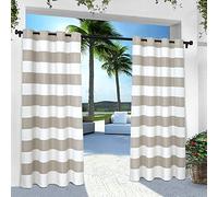 Exclusiva casa Cortinas eh8002 - 06 2 - 96 G Indoor/Outdoor Cabana Rayas Ojal metálico en la Parte Superior Cortina de Ventana Panel, Nube Gris, 54 x 243,8, Juego de 2