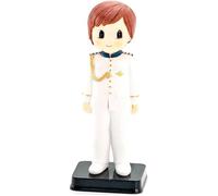 EXCLUSIVAS D. Muñeco para la Tarta niño Comunión con Traje Blanco con Adornos Azul y Dorado.Recuerdo Figura Pastel Primera Comunión niño