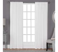 Exclusive Home Belgian RP Par de Cortinas traslúcidas con Aspecto de Lino Belga y Bolsillo para Barra, Poliéster, Blanco Invierno, 50x96