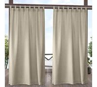 Exclusive Home Biscayne - Panel de Cortina para Interiores y Exteriores, con Textura de Velcro en Dos Tonos, 54 x 120 Pulgadas, Natural, Juego de 2