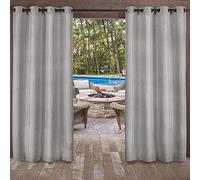 Exclusive Home Biscayne Par de Paneles de Cortina con Ojales en la Parte Superior, Tela, Plateado, W 54" x L 96" (2 Panels), 2