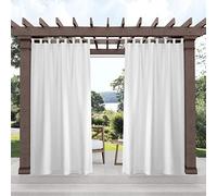 Exclusive Home Cabana - Panel de Cortina sólido para Interiores y Exteriores con pestaña Superior de Velcro, 54 x 144 Pulgadas, Color Blanco, Juego de 2