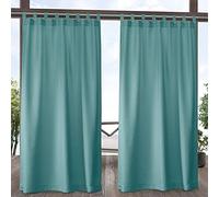 Exclusive Home Cabana - Par de Paneles de Cortina de Gancho y Bucle para filtrar la luz Interior/Exterior, 54 x 84 Pulgadas, Color Verde Azulado