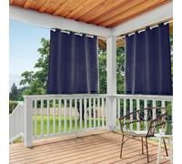 Exclusive Home Cabana Solid Indoor/Outdoor Light Filtering Grommet Top Curtain Panel Pair, 54"x63", Navy