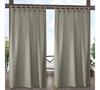 Exclusive Home Cabana Solid - Panel de Cortina con pestaña Superior de Velcro para filtrado de luz para Interiores y Exteriores, 137 x 213 cm, Color Gris Pardo, Juego de 2