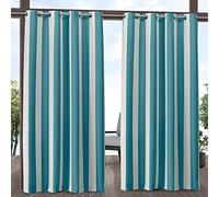 Exclusive Home Canopy Stripe Par de Paneles, Tela, Verde Azulado/Blanco, W 54" x L 108" (1 Panels), 2