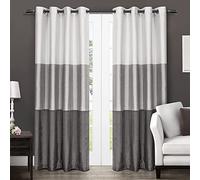 Exclusive Home Chateau Striped Faux Silk Grommet Top Window Curtain Panels - 54" X 84"