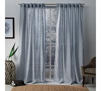 Exclusive Home Cortinas Bella - Par de Paneles Transparentes con pestañas Ocultas en la Parte Superior, Color Azul Melrose, 54 x 96 Pulgadas, 2 Piezas