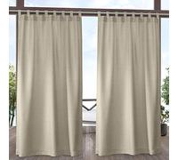 Exclusive Home Curtains Biscayne Paneles de Cortina con Textura de Dos Tonos para Interiores y Exteriores, 137 x 250 cm, Color Natural