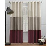 Exclusive Home Curtains Chateau - Cortina con Ojales (Seda sintética, 137 x 213 cm), diseño de Rayas, Color Burdeos