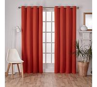 Exclusive Home Curtains GT Panel de Cortina de Ventana con Ojales en la Parte Superior del Tejido de Sarga de satén, Tela, Naranja Mecca, 52x96, 2