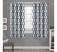 Exclusive Home Curtains Kochi Par de Paneles de Cortina con Ojales en la Parte Superior, Poliéster, Verde Azulado, W 54" x L 63" (2 Panels), 2