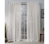 Exclusive Home Curtains Par de Paneles de pestañas Ocultas Belgian Sheer Copo de Nieve, 50 x 96, 2 Piezas
