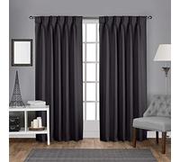 Exclusive Home Curtains Plisado de satén Par de Paneles de Cortina para Ventana con pestaña Trasera, Poliéster, Gris Oscuro, 108" Length, 2