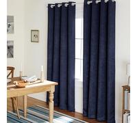 Exclusive Home Curtains Town & Country Everyday Oxford Par de Paneles de Cortina con Ojales en la Parte Superior, Poliéster, Azul Marino, W 52" x L 108" (2 Panels), 2