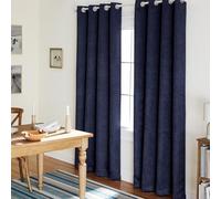 Exclusive Home Curtains Town & Country Everyday Oxford Par de Paneles de Cortina con Ojales en la Parte Superior, Tela, Azul Marino, W 52" x L 84" (2 Panels), 2