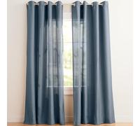 Exclusive Home Loha - Par de Cortinas de Lino con Ojales en la Parte Superior, 54 x 96 Pulgadas, Color Azul