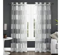 Exclusive Home Navarro Striped Sheer Grommet Top Window Curtain Panels (Set of 2), 54 x 84