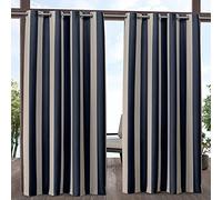 Exclusive Home Par de Cortinas de Tela, Azul Marino/Arena, 137 x 243 cm
