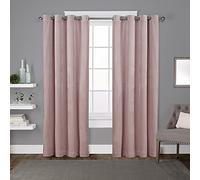 Exclusive Home Par de Cortinas de Terciopelo con Ojales en la Parte Superior, Color Rosa Rubor, 54 x 96 Pulgadas, 2 Piezas