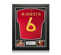 Exclusive Memorabilia Camiseta de España firmada por Andrés Iniesta. Enmarcado