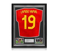 Exclusive Memorabilia Camiseta de España firmada por Lamine Yamal. Marco Superior.
