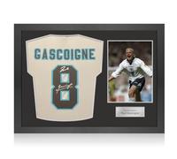 Exclusive Memorabilia Camiseta de fútbol de Inglaterra de 1996 firmada por Paul Gascoigne. Marco con Icono.