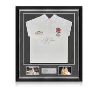 Exclusive Memorabilia Camiseta de Rugby firmada por Martin Johnson. Marco de Lujo.