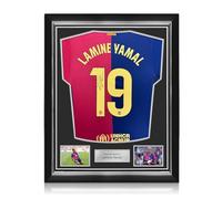 Exclusive Memorabilia Camiseta del Barcelona firmada por Lamine Yamal. Marco Superior.