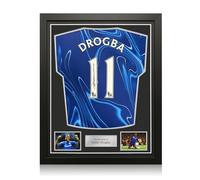 Exclusive Memorabilia Camiseta del Chelsea 2024-25 firmada por Didier Drogba. Enmarcada.