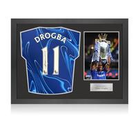 Exclusive Memorabilia Camiseta del Chelsea 2024-25 firmada por Didier Drogba. Marco icónico.