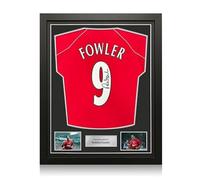 Exclusive Memorabilia Camiseta del Liverpool 2001 firmada por Robbie Fowler. Enmarcada.
