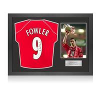 Exclusive Memorabilia Camiseta del Liverpool 2001 firmada por Robbie Fowler. Marco icónico.